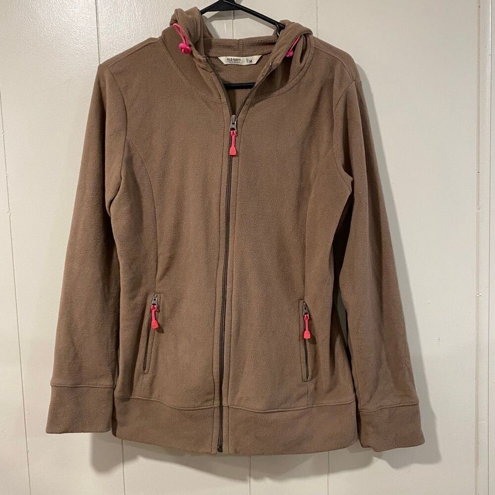 Old Navy Women’s Brown Fleece Zip Up Hoodie Jacket Size Medium Cozy Lightweight